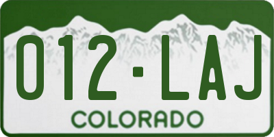 CO license plate 012LAJ
