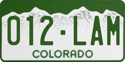 CO license plate 012LAM