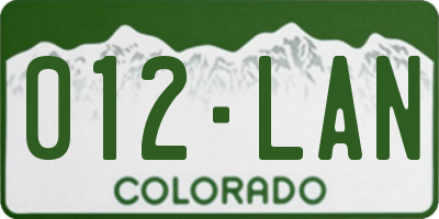 CO license plate 012LAN
