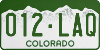 CO license plate 012LAQ