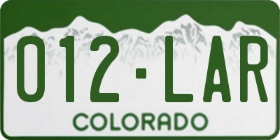 CO license plate 012LAR