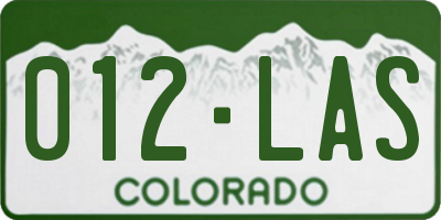 CO license plate 012LAS