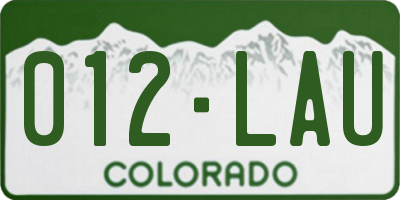 CO license plate 012LAU