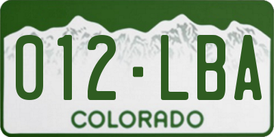 CO license plate 012LBA