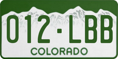 CO license plate 012LBB
