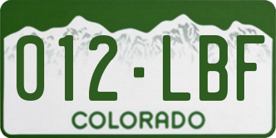 CO license plate 012LBF