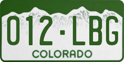 CO license plate 012LBG