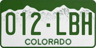 CO license plate 012LBH