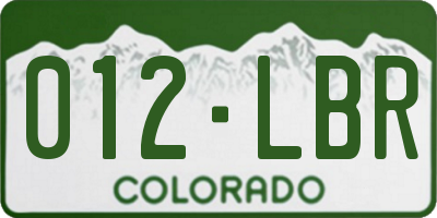 CO license plate 012LBR