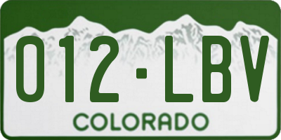 CO license plate 012LBV