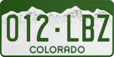 CO license plate 012LBZ