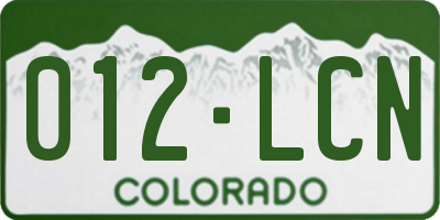 CO license plate 012LCN
