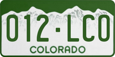 CO license plate 012LCO