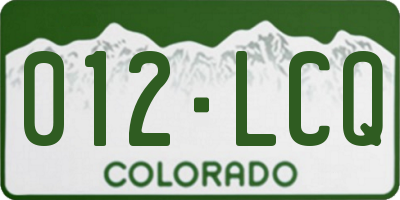 CO license plate 012LCQ