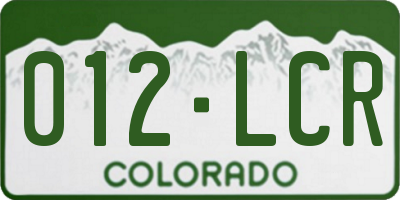CO license plate 012LCR