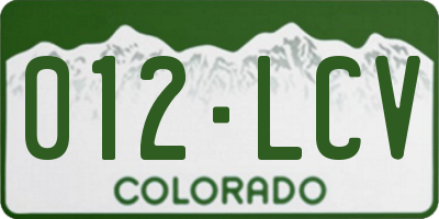 CO license plate 012LCV