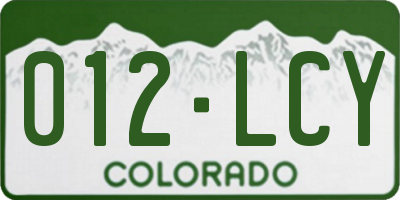 CO license plate 012LCY