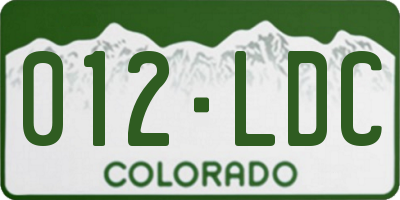 CO license plate 012LDC