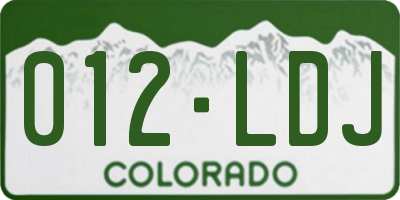 CO license plate 012LDJ