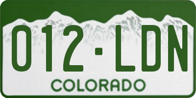 CO license plate 012LDN