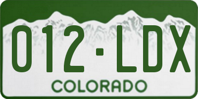 CO license plate 012LDX