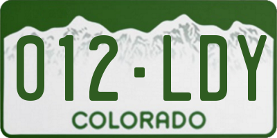 CO license plate 012LDY