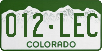 CO license plate 012LEC