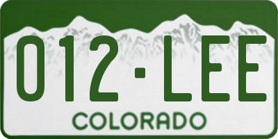 CO license plate 012LEE