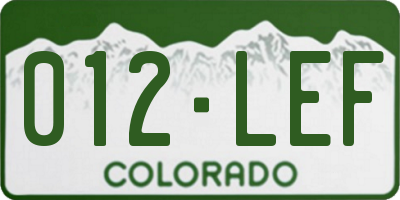 CO license plate 012LEF