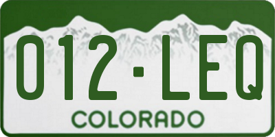 CO license plate 012LEQ