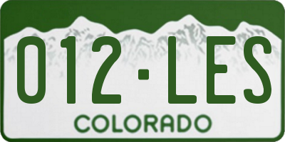 CO license plate 012LES