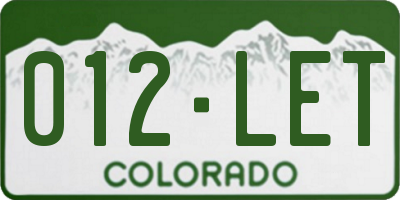 CO license plate 012LET