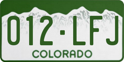 CO license plate 012LFJ