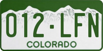 CO license plate 012LFN