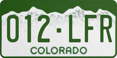 CO license plate 012LFR