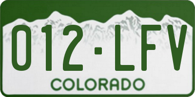 CO license plate 012LFV