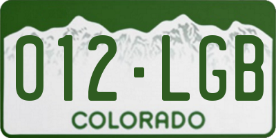 CO license plate 012LGB