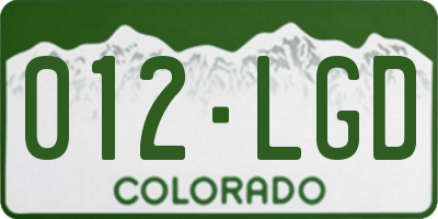 CO license plate 012LGD