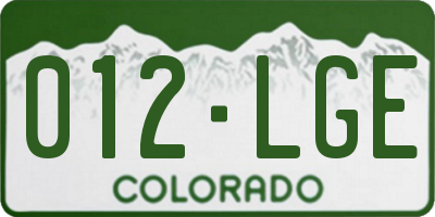 CO license plate 012LGE