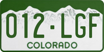 CO license plate 012LGF