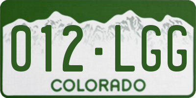 CO license plate 012LGG