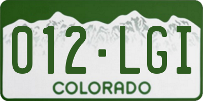 CO license plate 012LGI