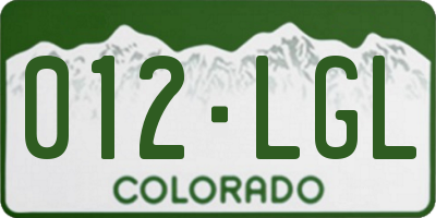 CO license plate 012LGL