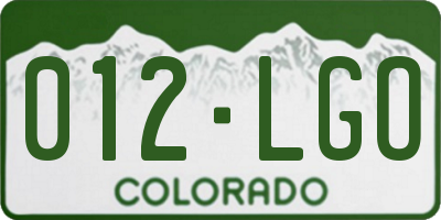 CO license plate 012LGO