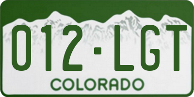 CO license plate 012LGT