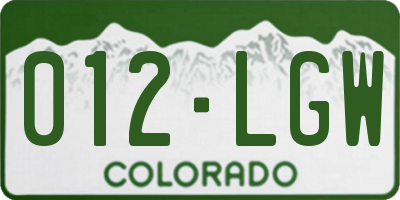 CO license plate 012LGW