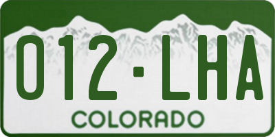 CO license plate 012LHA