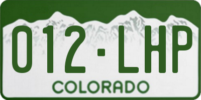 CO license plate 012LHP
