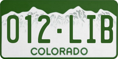 CO license plate 012LIB