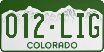 CO license plate 012LIG
